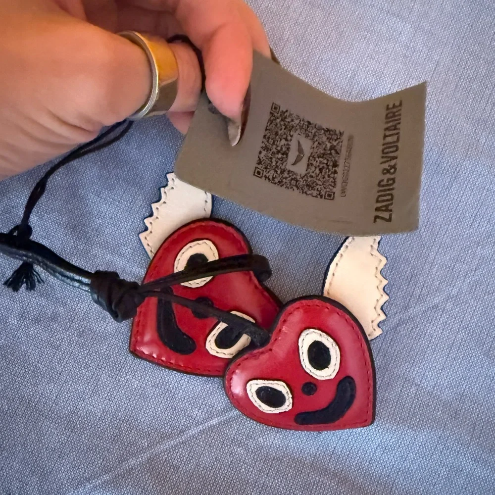 Zadig & Voltaire Red Heart Keychain with Wings - Picture 2 of 4